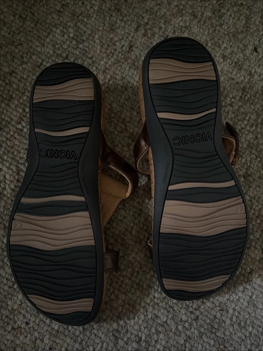 Vionic Brown Leather Jeweled Women's Sandals